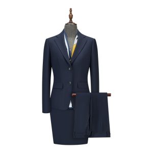 四件套定制女装西装套装 W8810，四色 黑色 / 深藏青 / 浅藏青 / 深灰色 柔软防皱竹制 天丝西装外套 马甲 裤子 铅笔裙 正式办公制服